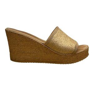 Sbicca Women’s Natural Wedge Slip-On Handmade In California Blondie Sandals Sz11